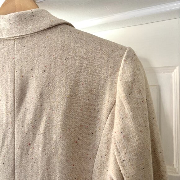 ecru Single Button Speckled Blazer Cream Size 2 - Picture 9 of 14